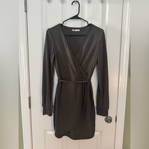 Tulle Charcoal Long Sleeve Dress - Picture 1 of 3